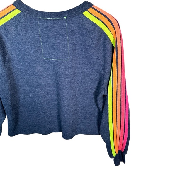 AVIATOR NATION Bolt Rainbow Stripe Cropped Cut-Off Sweater - Picture 5 of 8